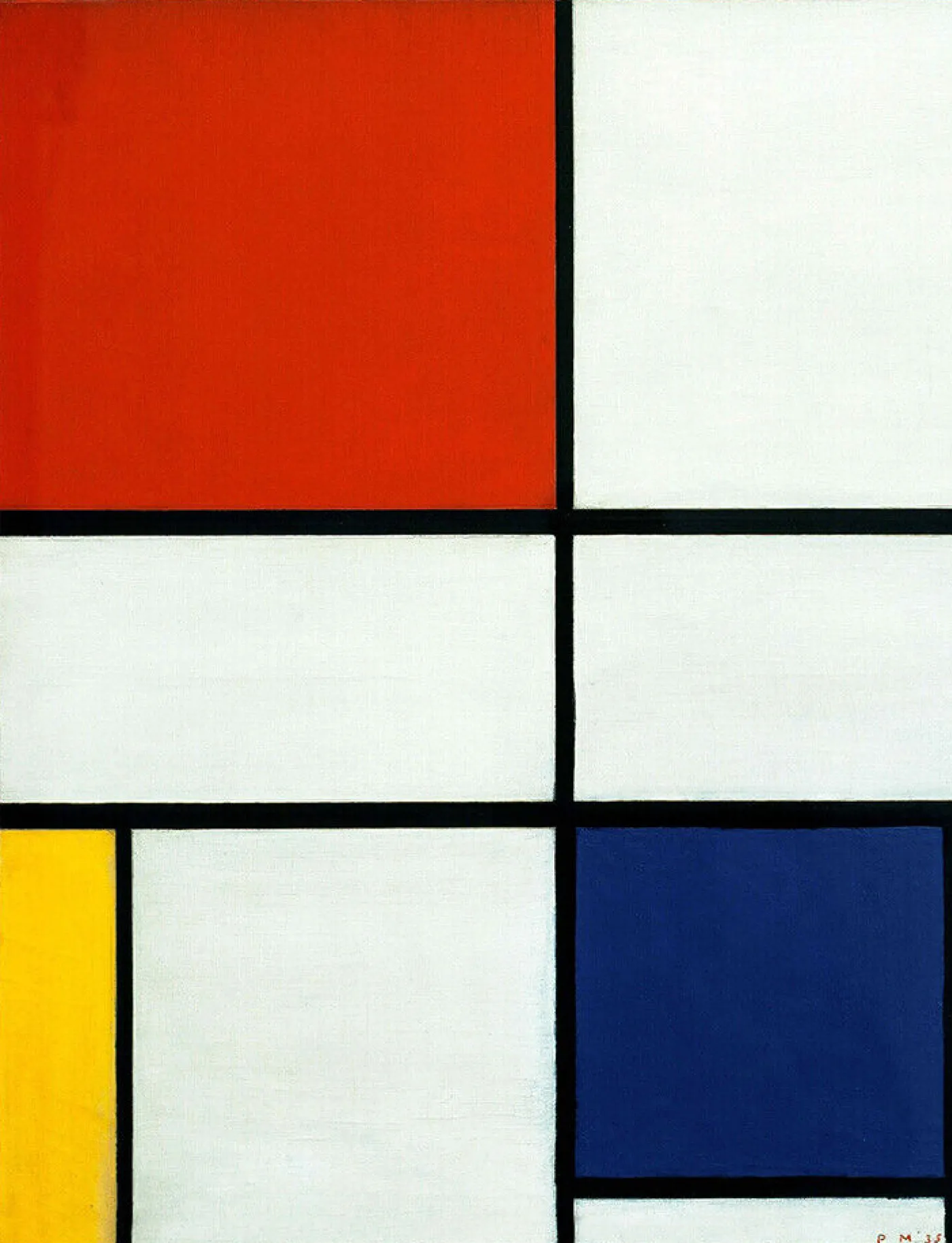 Composition C (No.III) with Red, Yellow and Blue (1935) by Piet Mondrian